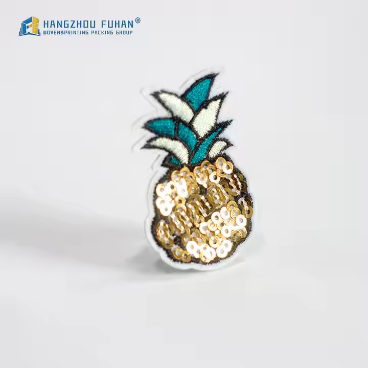 Fruit Design Gold Sequin Pineapple Embroidery Patch Clothing Patches