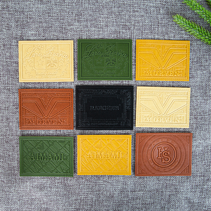 Embossed Design Custom Color PU Jeans Leather Patch for Clothing