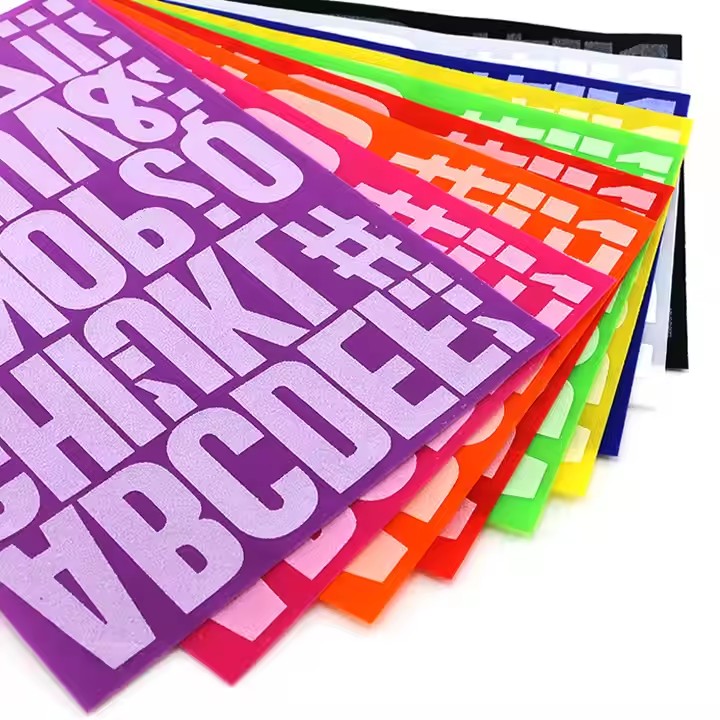 Thick Flocking Fabric Heat Transfer Labels Custom Private Letter Number Iron-on Logo Heat Transfer Printing Clothing Label