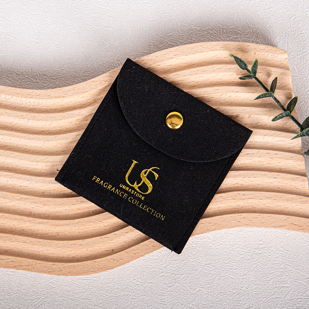Earring Ring Jewelry Bag Gold Stamp Emboss logo Flap Button Suede Gift Envelope Jewelry Velvet Pouch