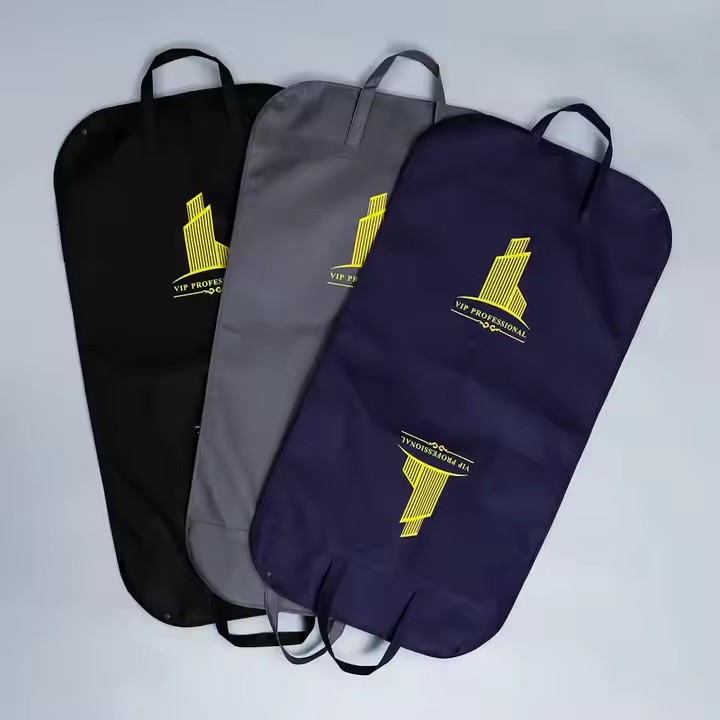 Factory Sales Customized Black Reusable Dustproof Foldable Non Woven Dress Garment Suit Cover Bag With Custom Logo