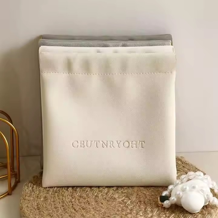 Simple and Solid Pure Color Leather Lipstick Keychain Storage Pu Leather Small Bag