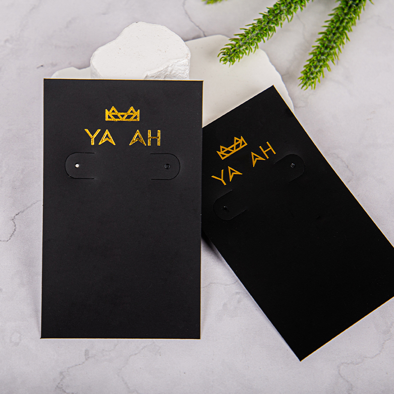 Custom Logo PVC Earring Display Card Golden Logo Jewelry Card Plastic Printing Product