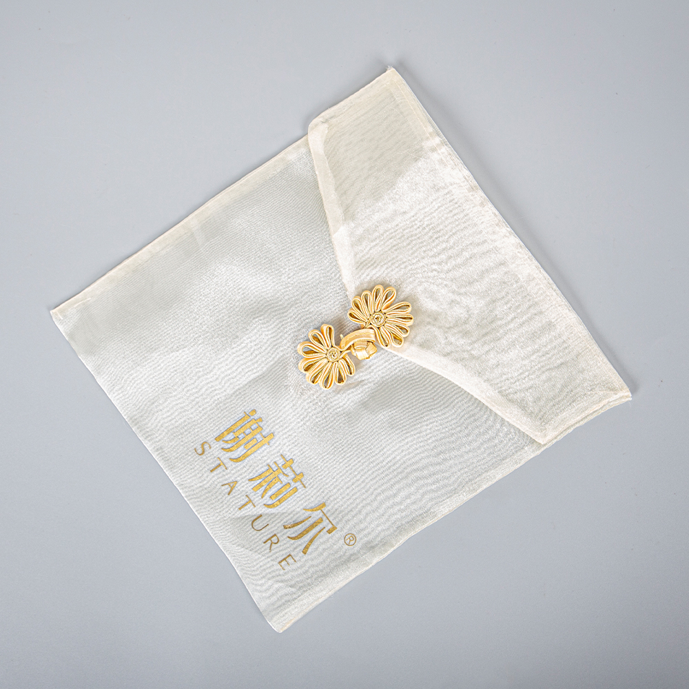 Custom Wedding Favor Organza Pouch Promotional Jewelry Organza Gift Bag White Printed Large Button Custom Organza Bag