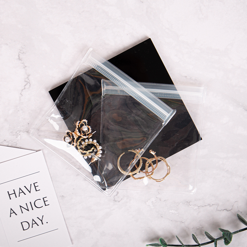 Custom Transparent Frosted PVC Jewelry Storage Zipper Pouch for Earrings Necklaces Logo Printed-Quality Plastic Bags Gift