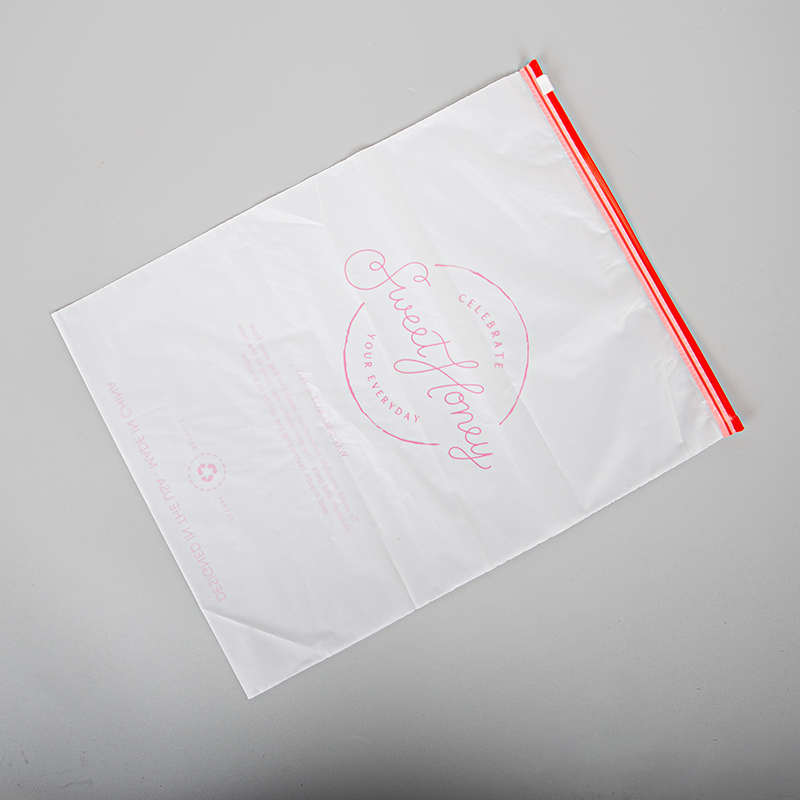 Custom Brand Logo Printing Slide Matte  Frosted Biodegradable Zipper Plastic Bag for Clothing T-shirt Food