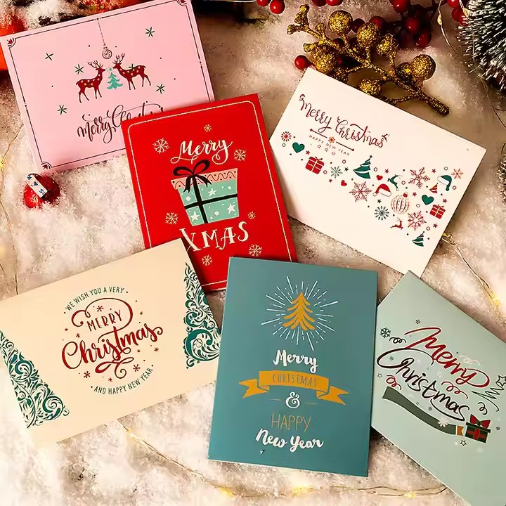 Luxury Custom Christmas Greeting Paper Cards Envelope DIY Birthdays Gift Thank You Blessing Cardboard Card