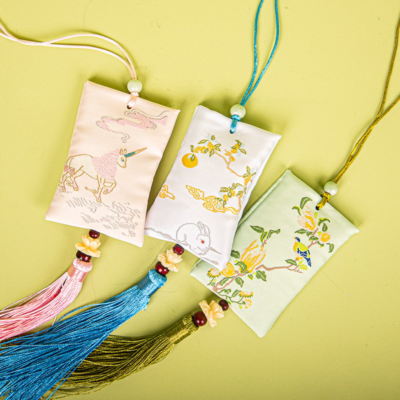 New Year's Chinese ancient style incense bag custom embroidery tassel blessing incense bag car companion gift blessing pendant