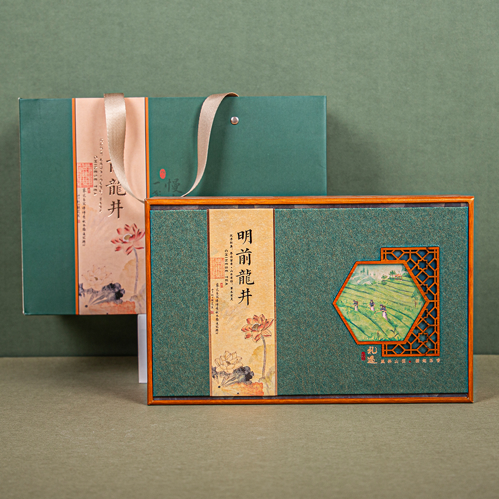 Using wood as paper hide a pot of Jiangnan spring colors MINGQIAN LONGJING WOODEN ART GIFT BOXES