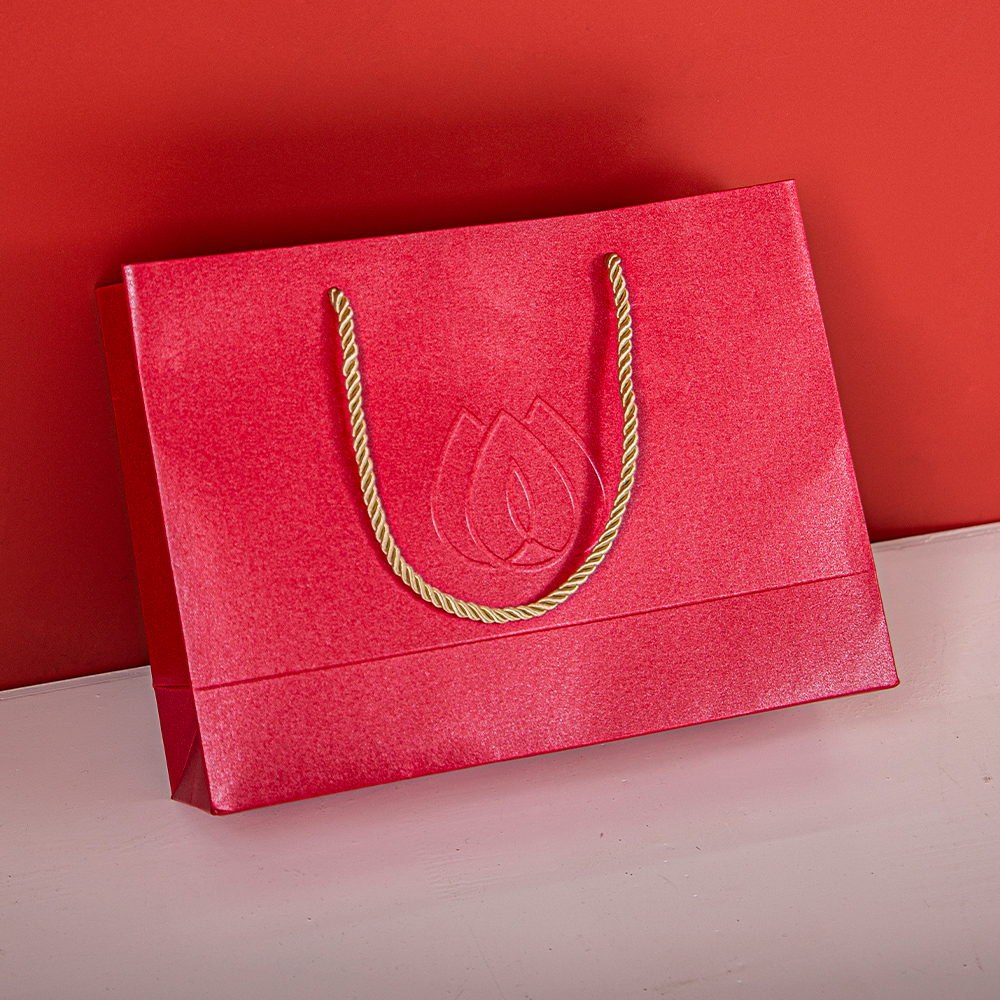Wholesale Recyclable Eco-Friendly Pearlescent Paper Shopping Gift Packaging Paper Bag With Handle
