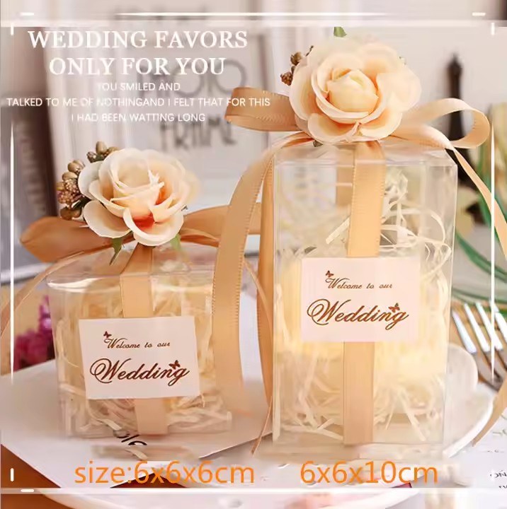 China Factory Wholesale Sweet Foldable Wedding Favor Candy Food Packaging Gift Box Plastic Candle Box