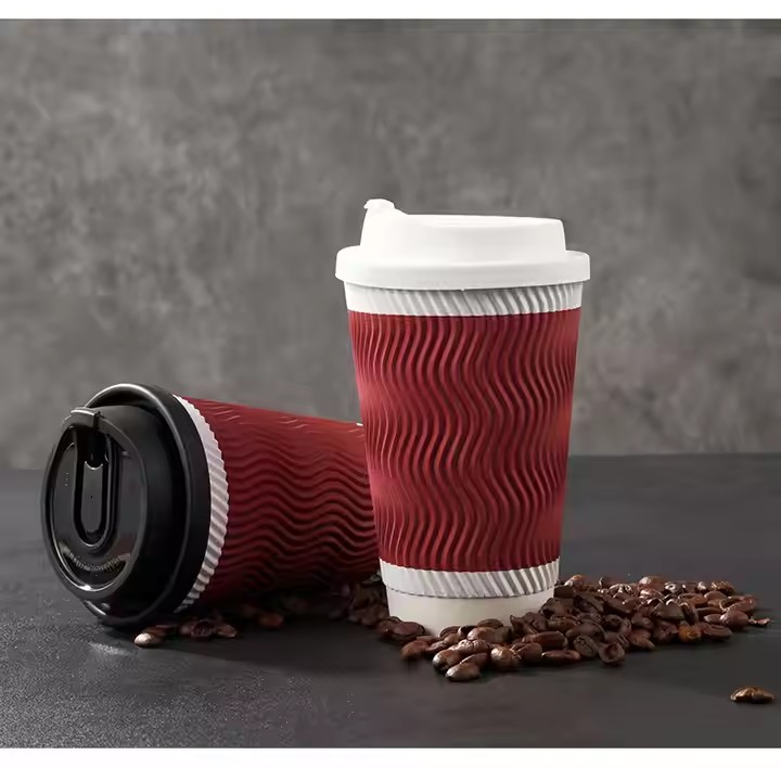 Biodegradable Disposable Coffee Ripple Wall Paper Cup Disposable Paper Coffee Cups