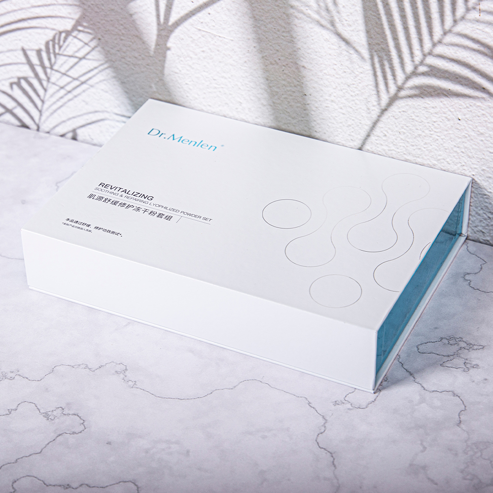 Customized Logo Blue Gold Stamping Skincare Packaging Flip Top Storage Box Hard Cardboard Flip Box