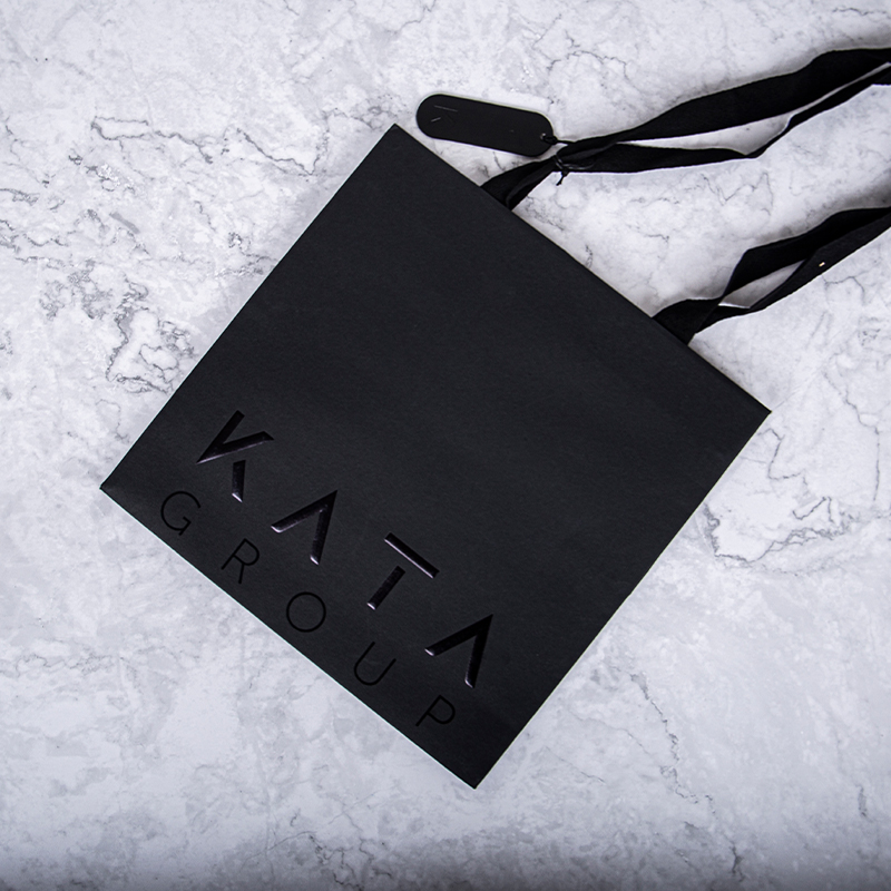 Custom Printed Gold Foil Logo Clothing Shopping Gift Black Craft Kraft Paper Packaging Bags